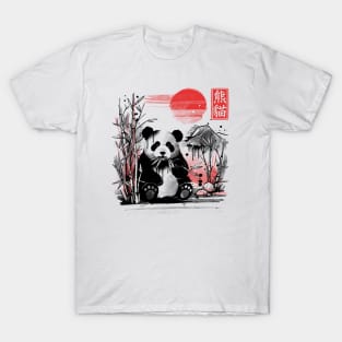 Panda red sun T-Shirt